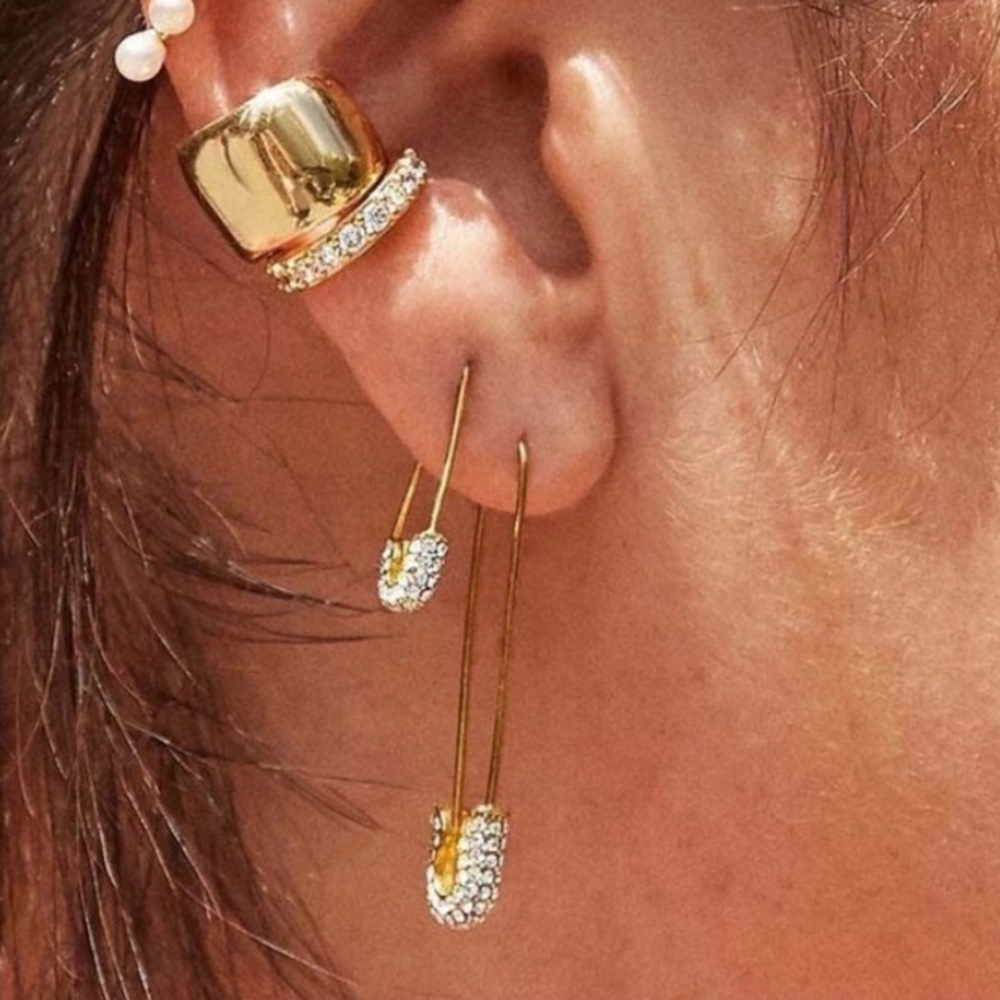 LAST ONE • Holly • Crystal Safety Pin Earrings - Picture 2 of 4